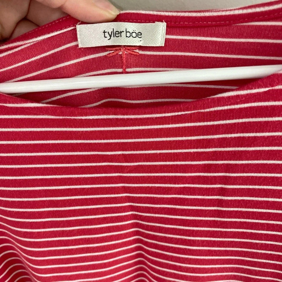 Tyler Boe Scoop Viscose Bell Sleeve Striped Top - Red/White - Picture 2 of 8